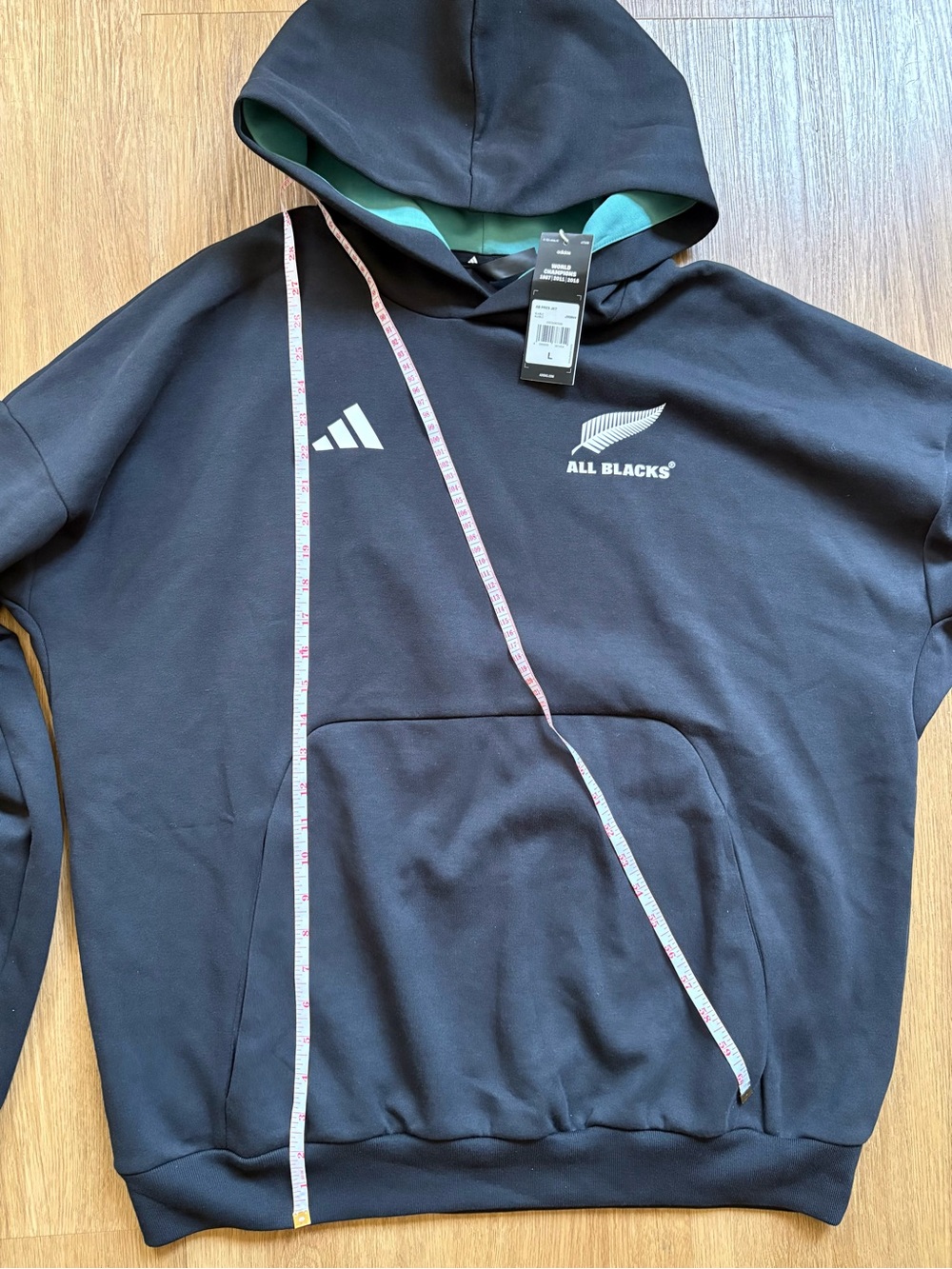 Adidas All Blacks Rugby Pullover Hoodie Black Men’s Large NWT - Picture 13 of 14